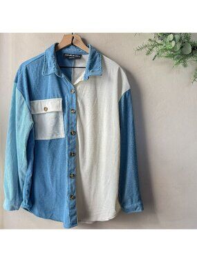 Jolie & Joy Color Block Corduroy Button Down Shirt